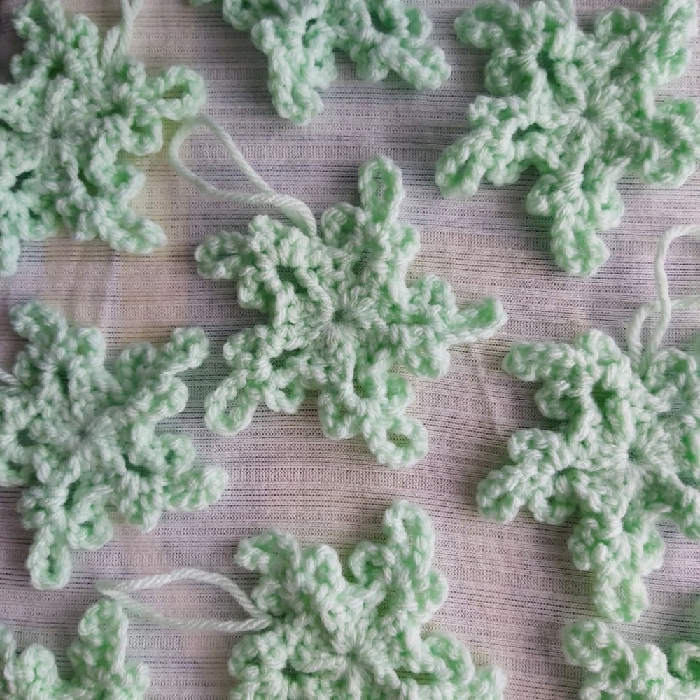 Crocheted snowflake ornaments